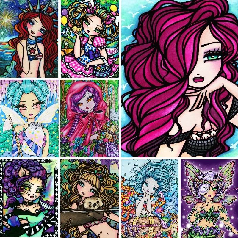 

5D DIY Full Square/Round Diamond Painting Kits Cartoon Girl Diamond Mosaic Portrait Diamond Embroidery Home Decor Gift