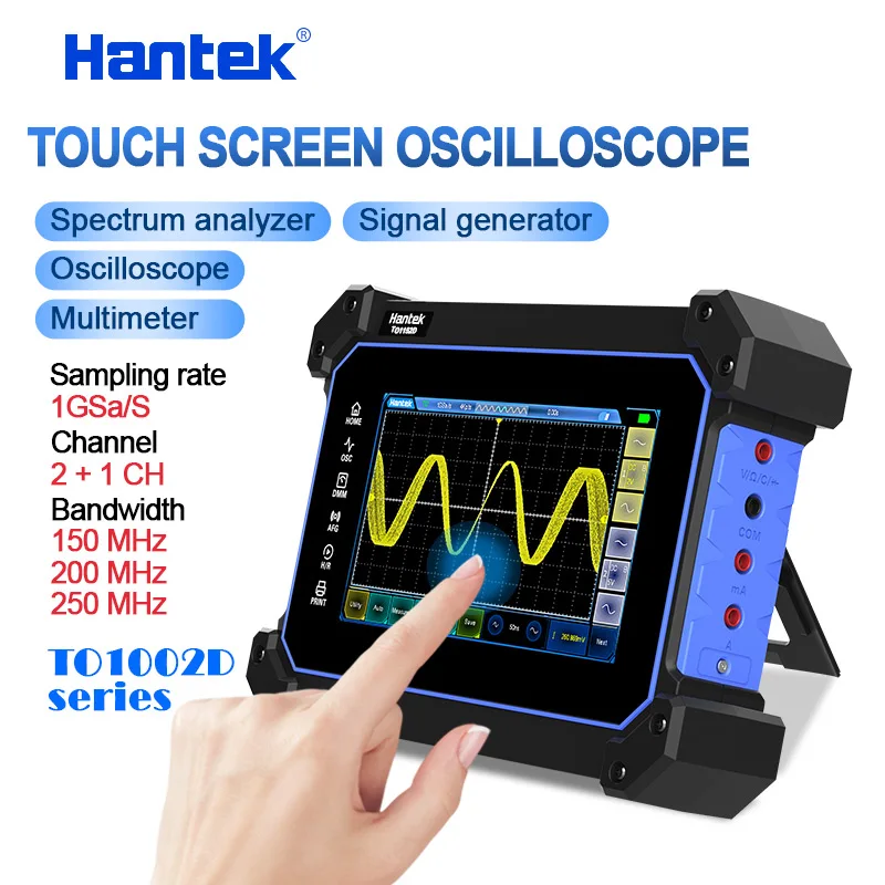 

Цифровой Ручной осциллограф Hantek TO1252D, 2 канала + 1 канал + мультиметр с сенсорным экраном + генератор сигналов 250 МГц + анализатор спектра
