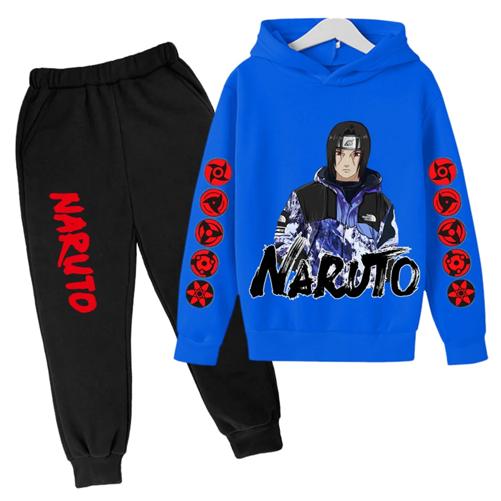 

2023 Naruto Brand Printed Children's Sets Sport 8 Warm Colors Two Pieces Loose Set Hoodie + Pants Jogging Hooded Set Hot Sale