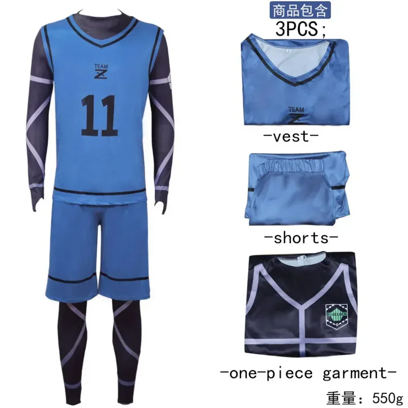 Костюм для косплея аниме Blue Lock Isagi Yoichi Chigiri Bachira Rensuke Kunigami футбольная майка