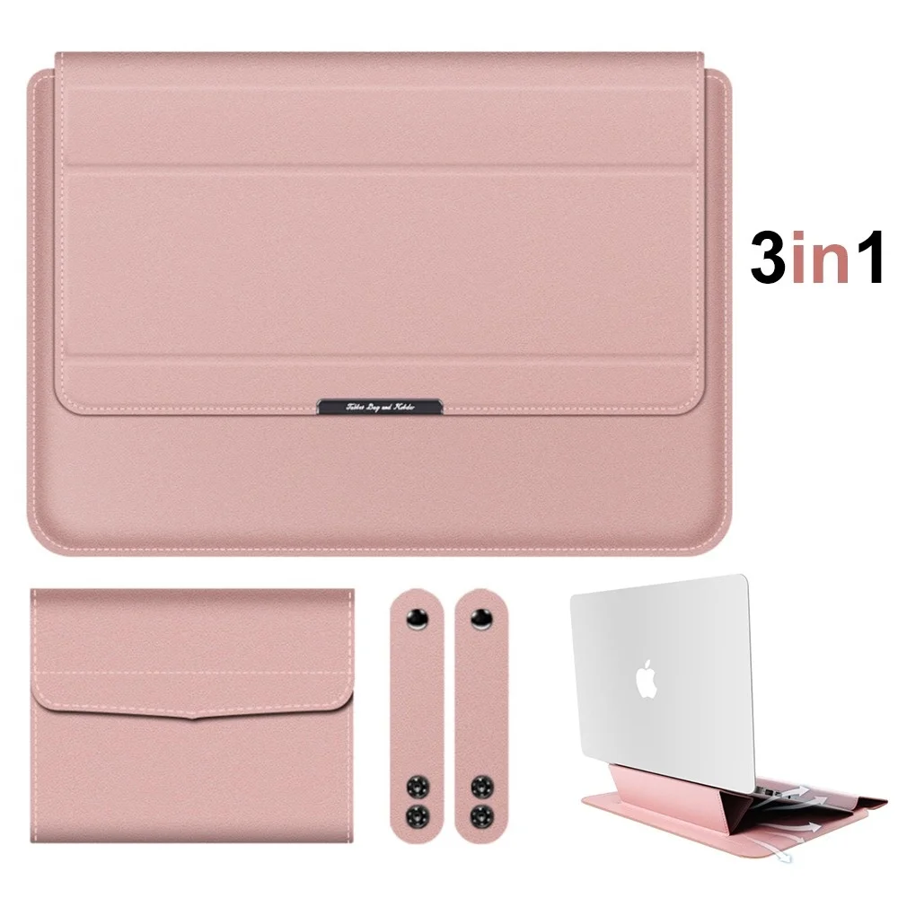 

Laptop Sleeve with Folding Stand for 13" MacBook, Ergonomic Convertible Bracket, Magnetic Design, Microfiber Inner Lining Bag