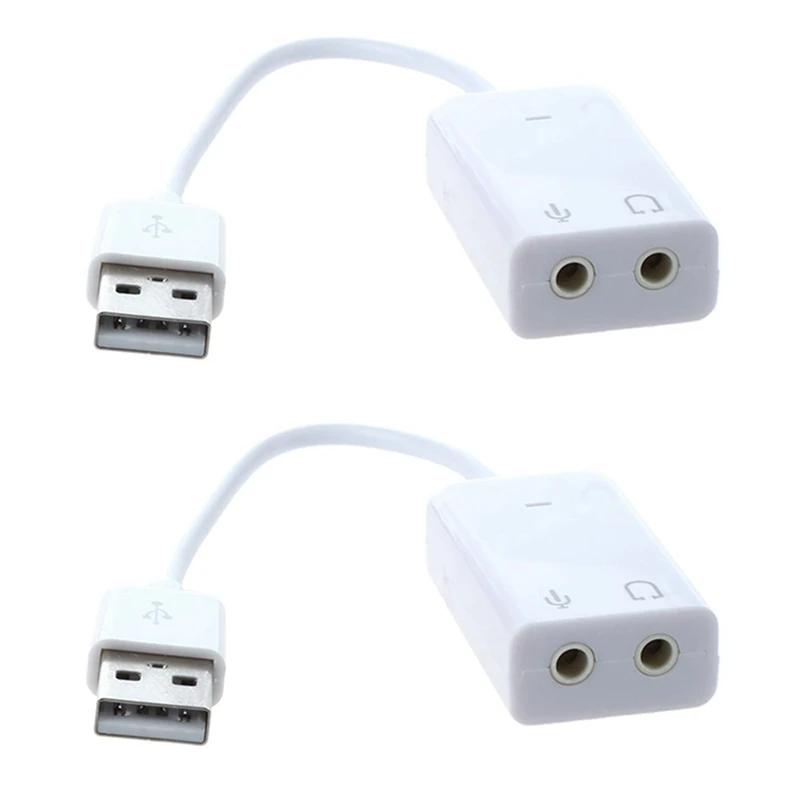 

2X USB 2.0 Virtual 2.1 Channel Audio Effect 7.1 3D Sound Card Adapter