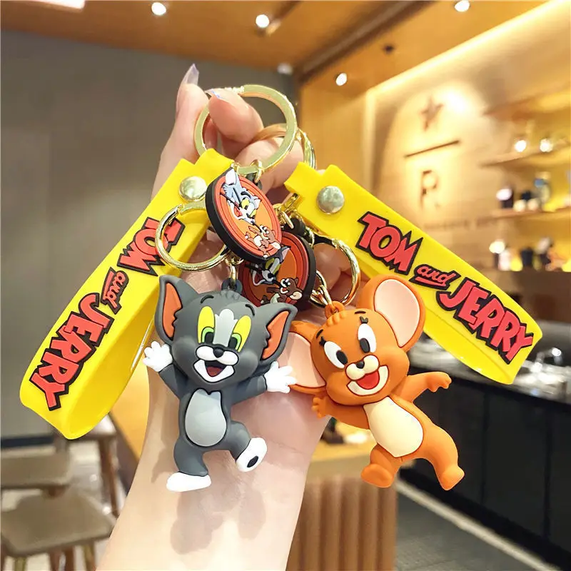 

Pvc Tom Jerry Keychain Kawaii Action Figures Anime Keyring Doll Backpack Pendant Car Key Ring Accessories Charm Wholesale Toy