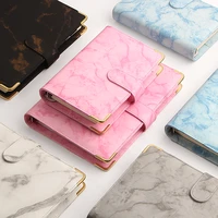 macaron marble color a5 a6 6ring binder pu clip on notebook leather loose leaf notebook cover notebooks journal stationery