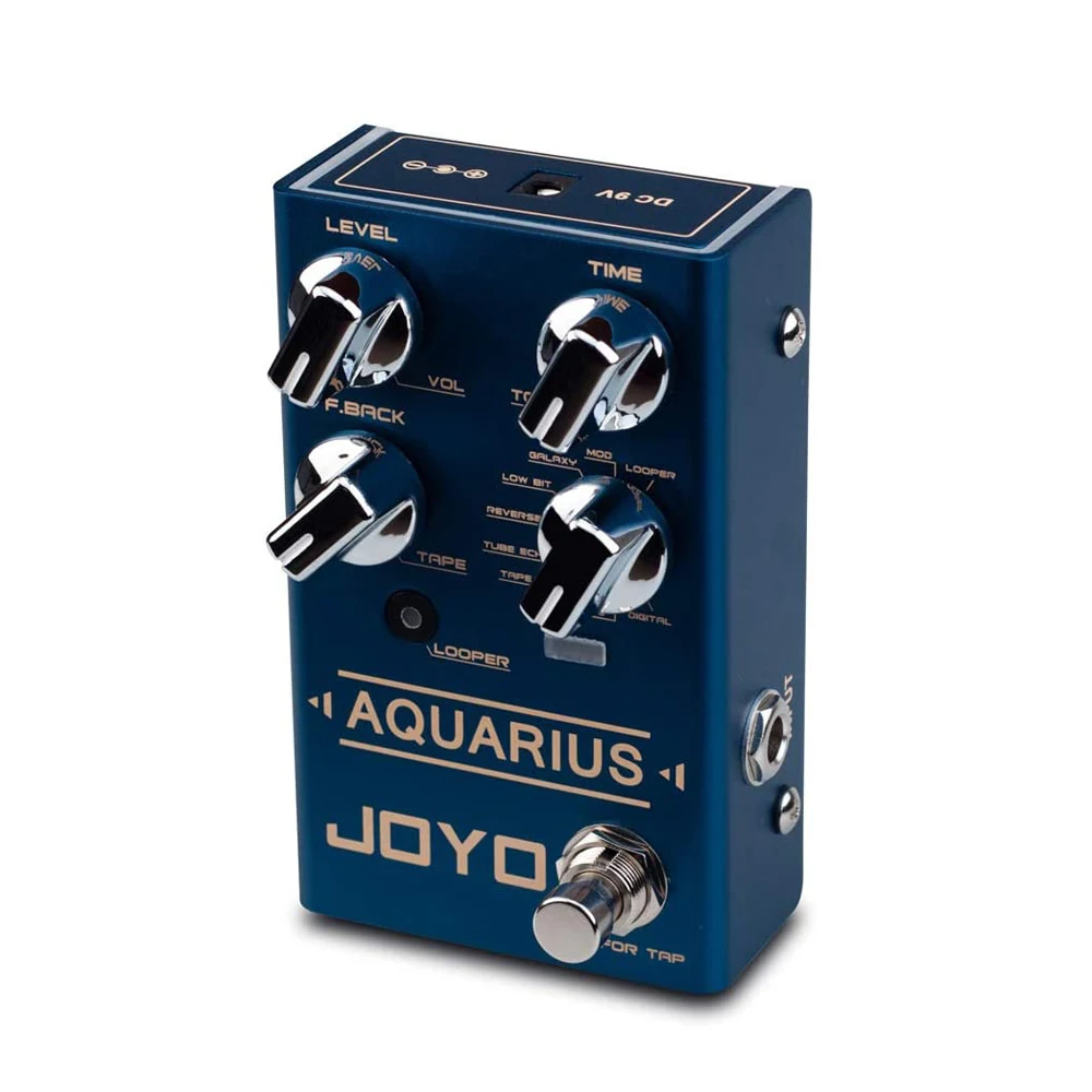 Эффект-педаль JOYO R-07 AQUARIUS Delay + LOOPER с 8 цифровыми эффектами и петлей длительностью до 5 минут с функцией Tap Tempo.