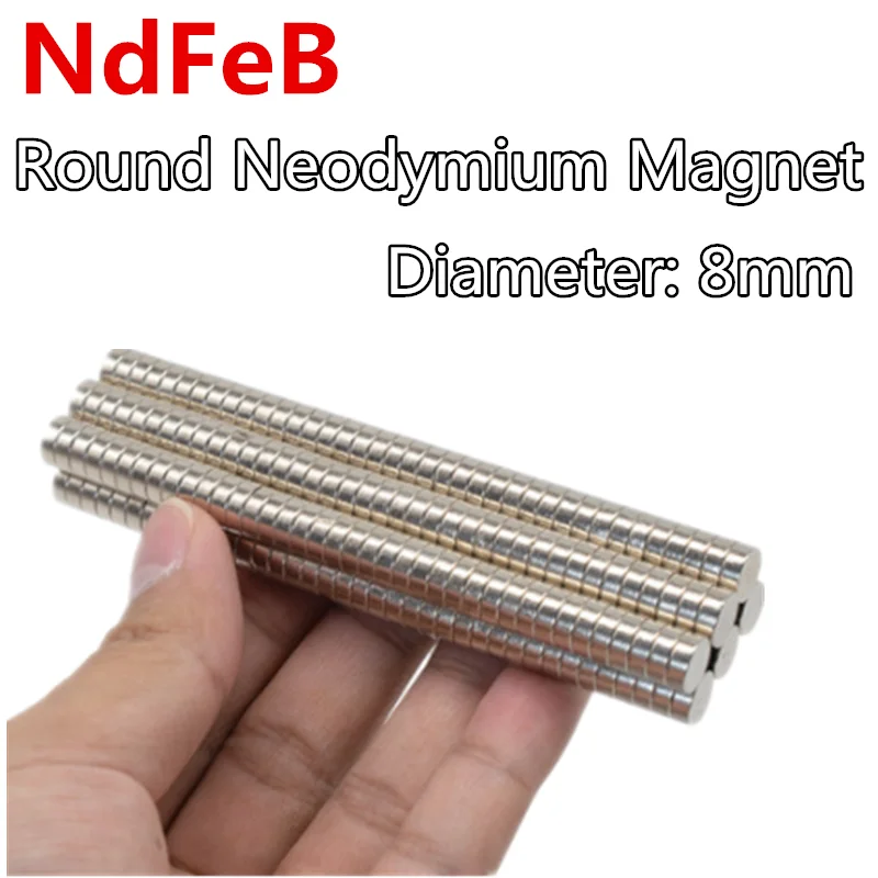 

Diameter 8mm Round NdFeB Neodymium Magnet Powerful Rare Earth Permanent Fridge Magnets Ring Disk Strong Craft for DIY