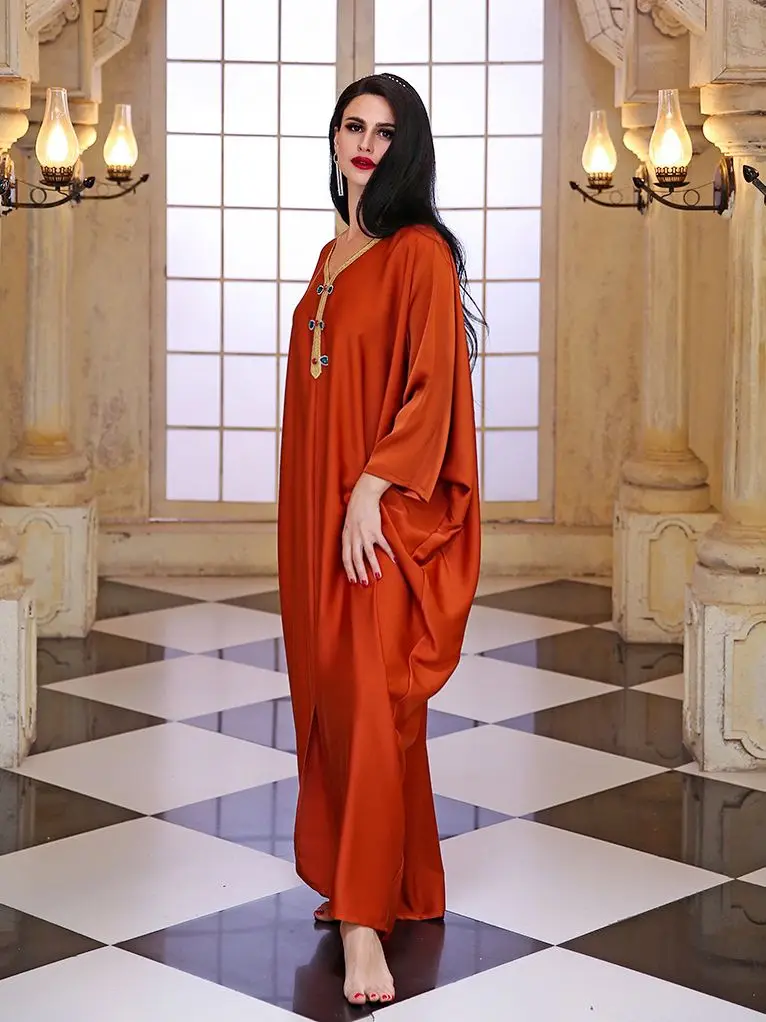 Robe Longue Djellaba Femme African Dresses For Women Kaftan Satin Abaya Dubai Turkey Islamic Muslim Maxi Dress Caftan Marocain