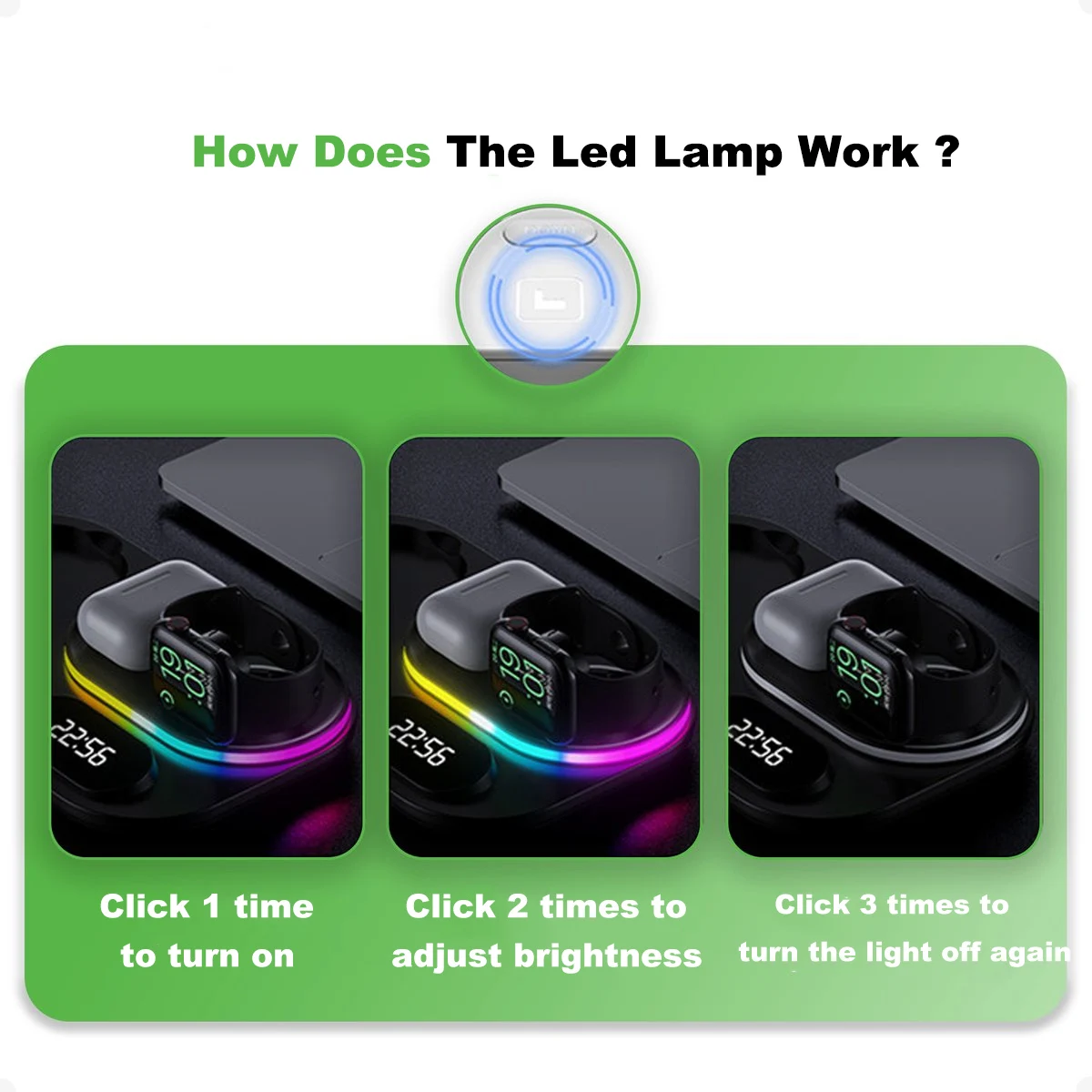 30W Qi Wireless Charger 4 in 1 RGB Light Fast Charging Dock Station For Smart Watch iWatch 7 AirPods Pro 2 For iPhone 13 12 XS