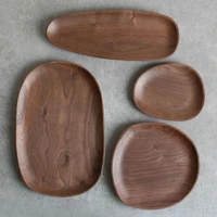 irregular acacia wood walnut wooden plate dishes serving tray snack cookie platter tea