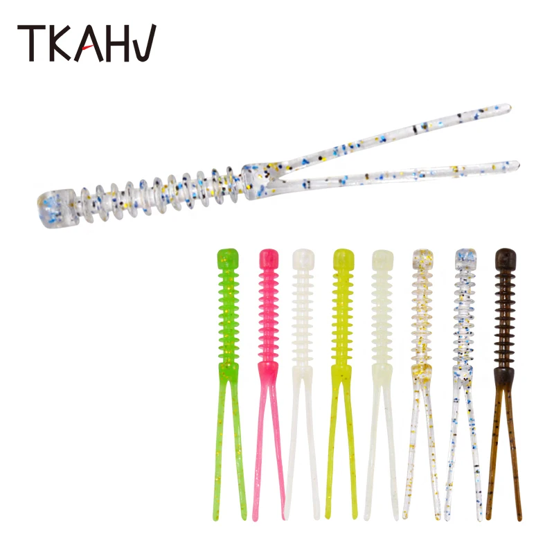 

TKAHV 10 PCS 55mm 0.3g Vivid TPR Material Double Tail Soft Lure Worm Bait Bass Carp Artificial Swimbait Fishing Accessories