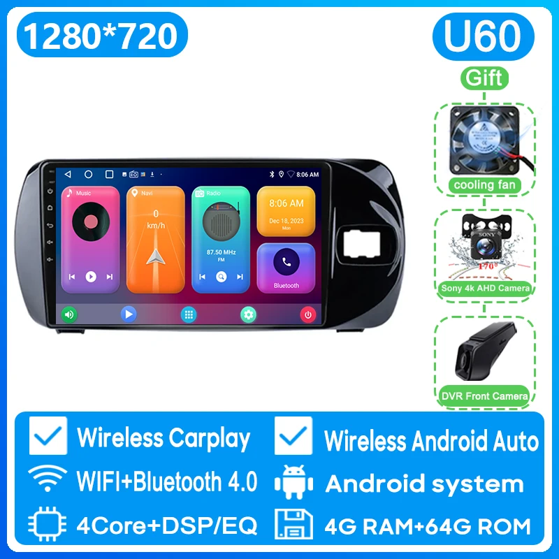 

Qualcomm Snapdragon Автомобильный плеер Радио для Toyota Vitz 3 XP130 2014 - 2019 RHD с Android Навигация GPS сенсорный экран 4G Wi-Fi