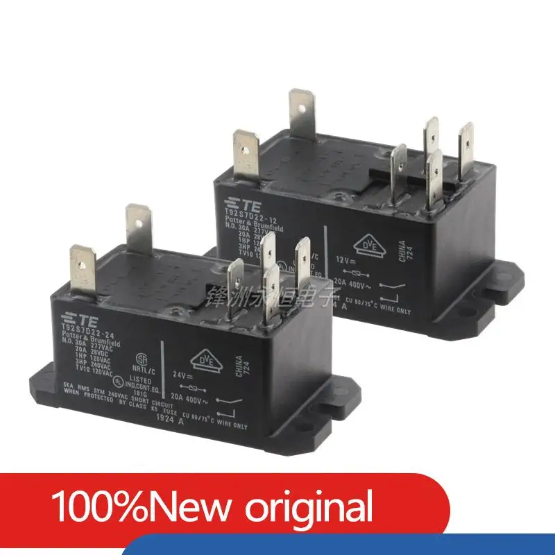 

100% Original Power Relay T92S7D22-12 T92S7D22-24 12VDC 24VDC 30A 250VAC 6PIN General Purpose Relay DPST-NO (2 Form A) 12VDC