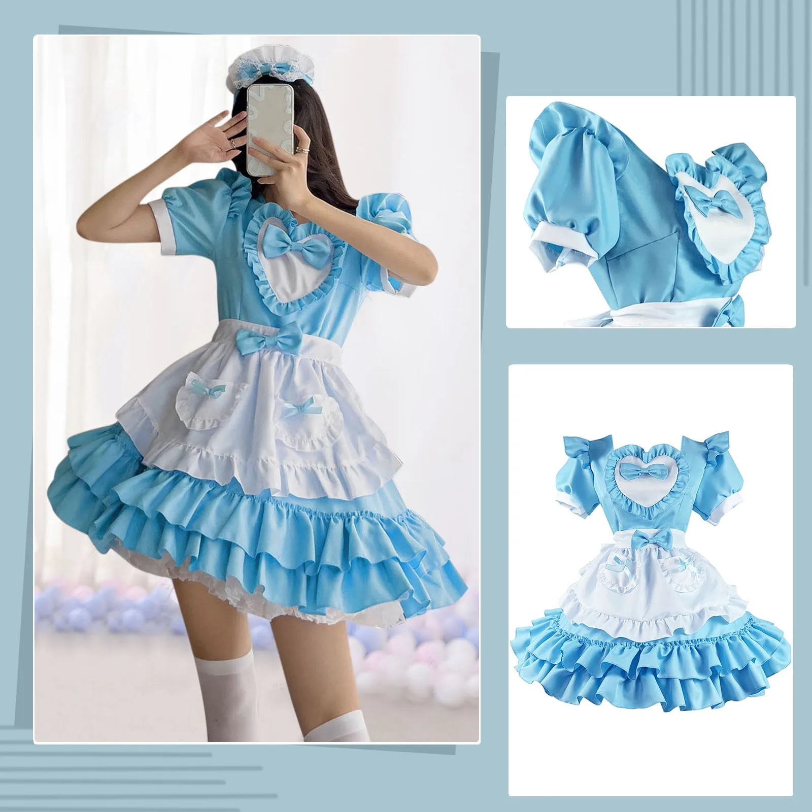 

Женские платья 2022, модная одежда, красивый наряд, костюм для косплея, комплект платья с коротким пышным рукавом, ТРАПЕЦИЕВИДНОЕ сексуальное ...