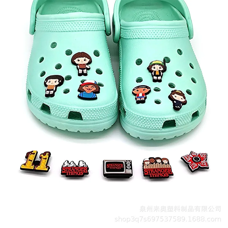 

Single Sale Wholesale New Movie Stranger Things Anime Figure Decorations Shoe Charms Fit Croc Jibzs Accessories Kids X-mas Gifts