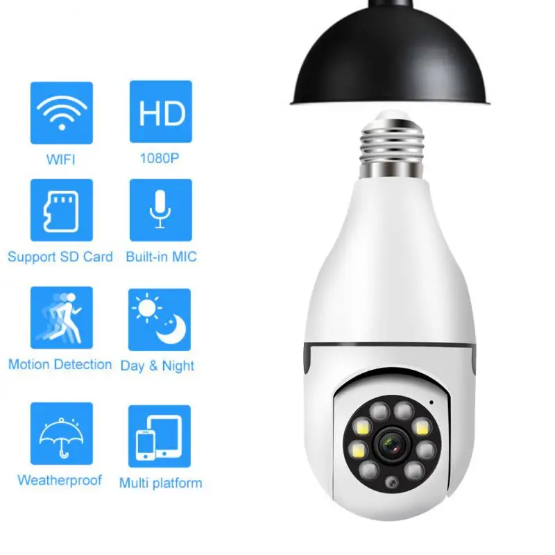 

WiFi Smart Bulb Surveillance Camera E27 1080P Color Night Vision Waterproof Cameras Motion Detection P2P Audio Security CCTV Cam