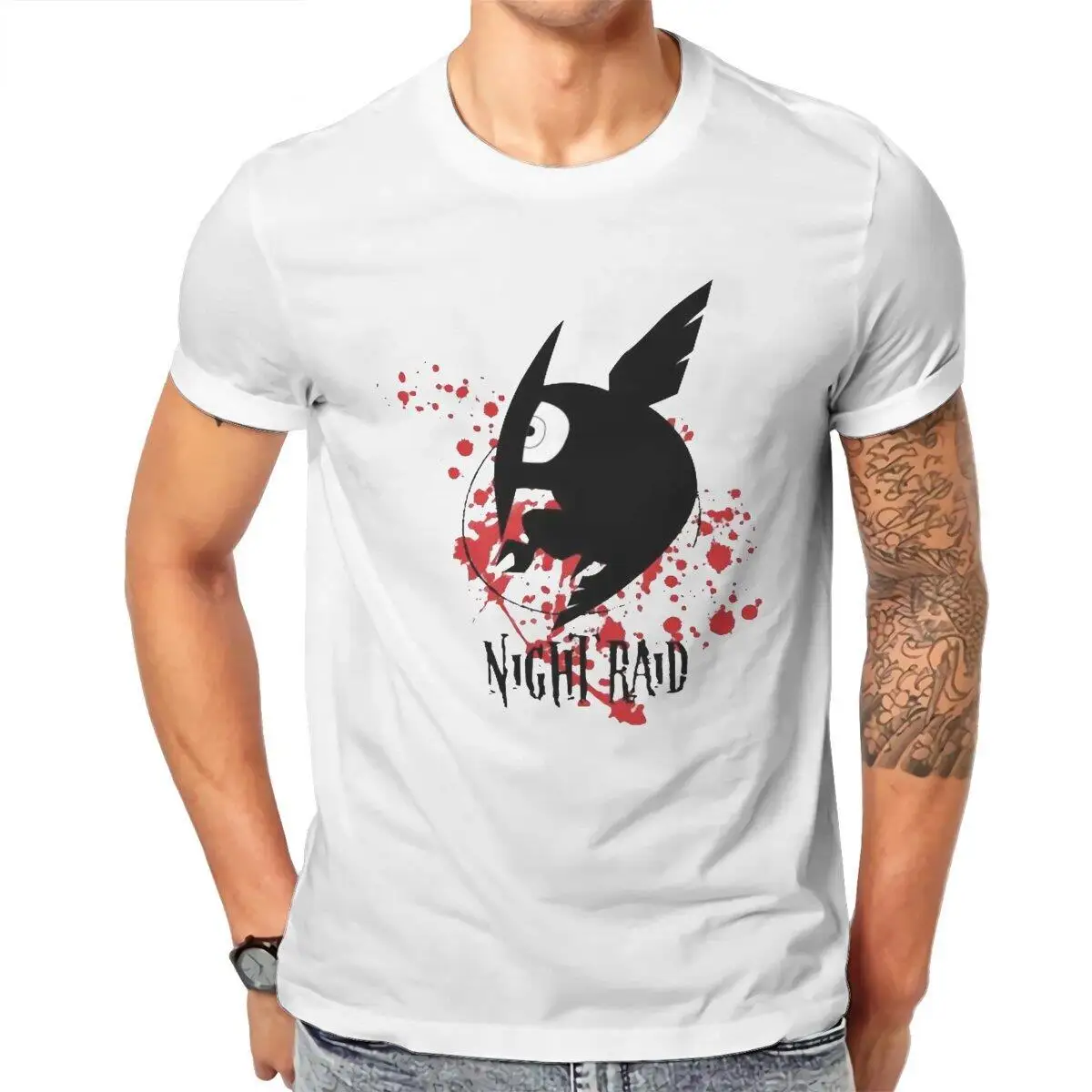 Night Raid  T Shirts Men Cotton Fashion for Male T-Shirt Round Neck Akame Ga Kill Anime Tee Shirt Short Sleeve Tops New Arrival