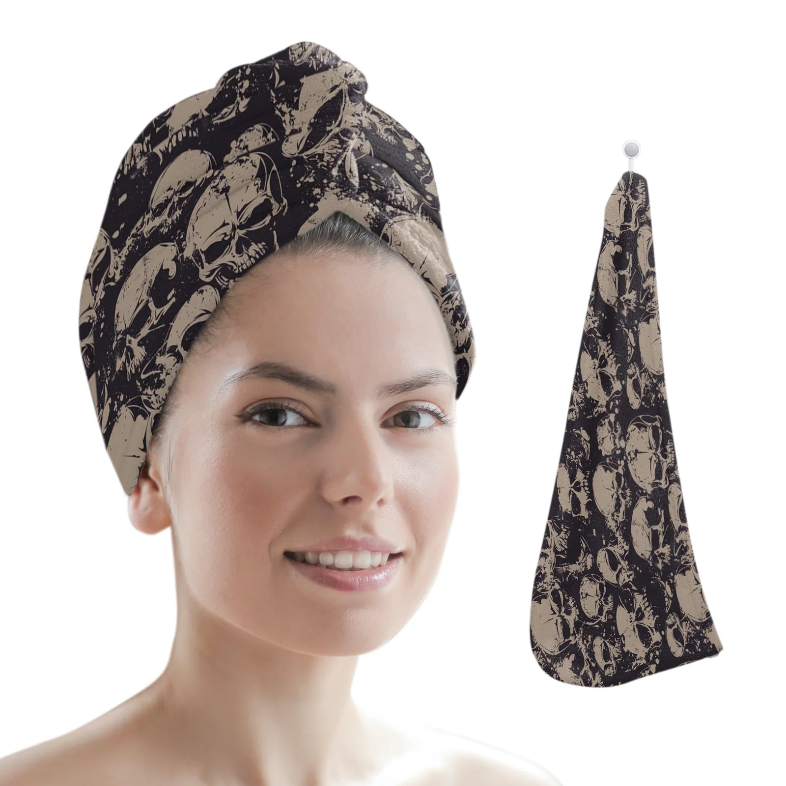 

Skull Teeth Horror Microfiber Quick Dry Hair Towel Bathroom Hair Towel for Woman Absorbent Hair Care Cap