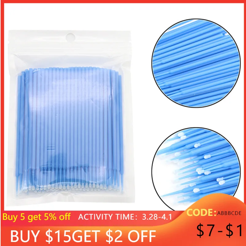 

100Pcs/bag Disposable MicroBrush Eyelashes Brush Extension Individual Lash Removing Swab Micro Brush For Eyelash Extension Tools