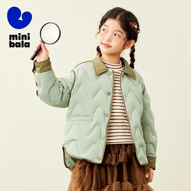 Пуховик мини с оборкой для мальчиков и девочек 2024 ветрозащитный теплый пуховик
