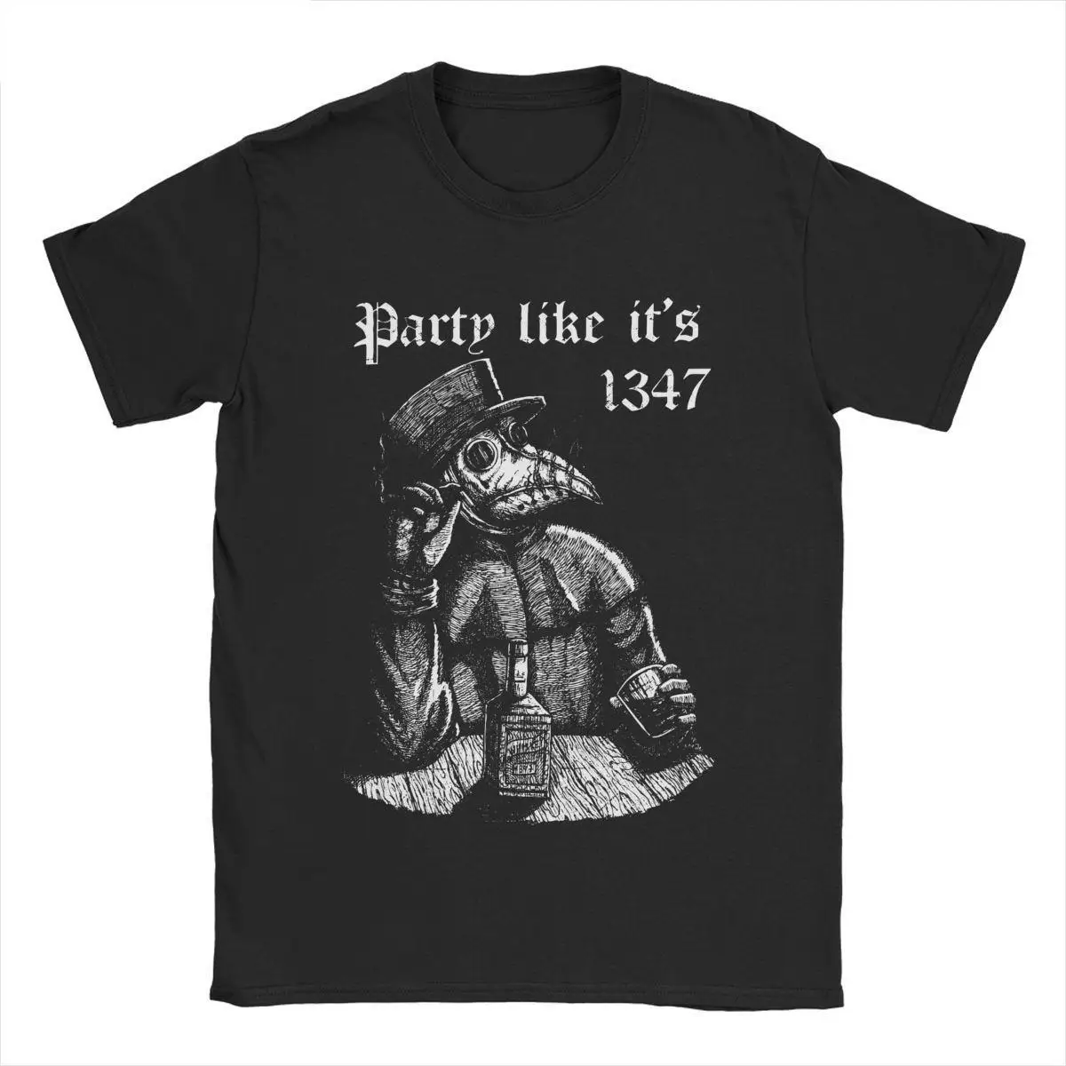 Vintage Chill Plague Doctor T-Shirts Men Party Like It's 1347 Novelty Pure Cotton Tee Shirt O Neck Short Sleeve T Shirts Tops