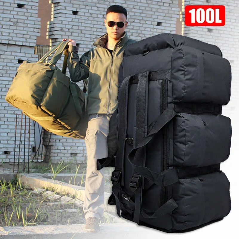 

Туристическое снаряжение, большая Вместительная дорожная сумка для багажа 100 л, рюкзак для хранения, спортивные уличные походные мешки на ремне