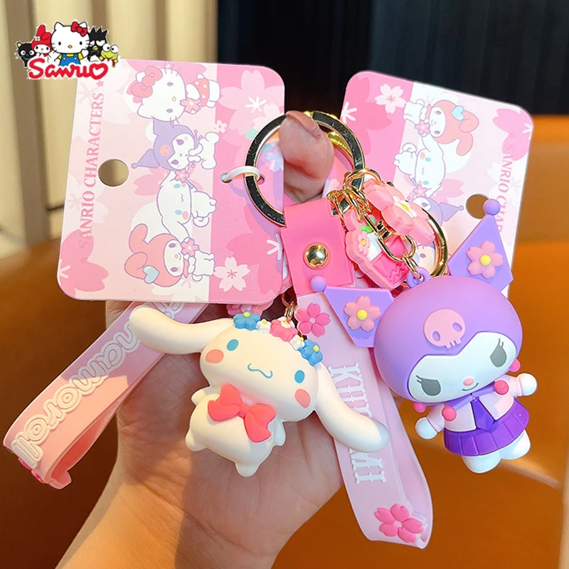 

Sanrio Genuine Keychain Hellokitty Cinnamoroll Kuromi Mymelody Key Chain Exquisite Backpack Pendant Kawaii Anime Birthday Gifts