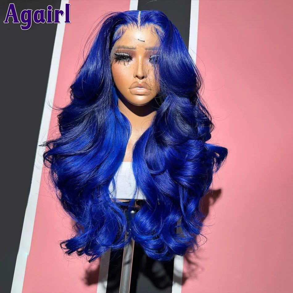 Ed 13x6 Body Wave Lace Frontal Wig Navy Blue Glueless 13x4 Wavy Lace Front Human Hair Wig 4x6 Lace Wig 200%