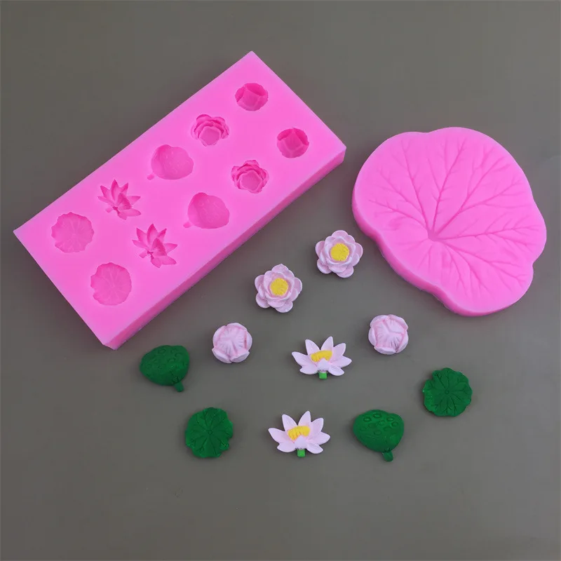 Силиконовая форма с рисунком листьев лотоса гипсовая капельная для отжима глины