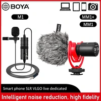 boya by m1mm1mm1 video record microphone lavalier audio collar condenser lapel mic for camera youtube iphone android smartphone