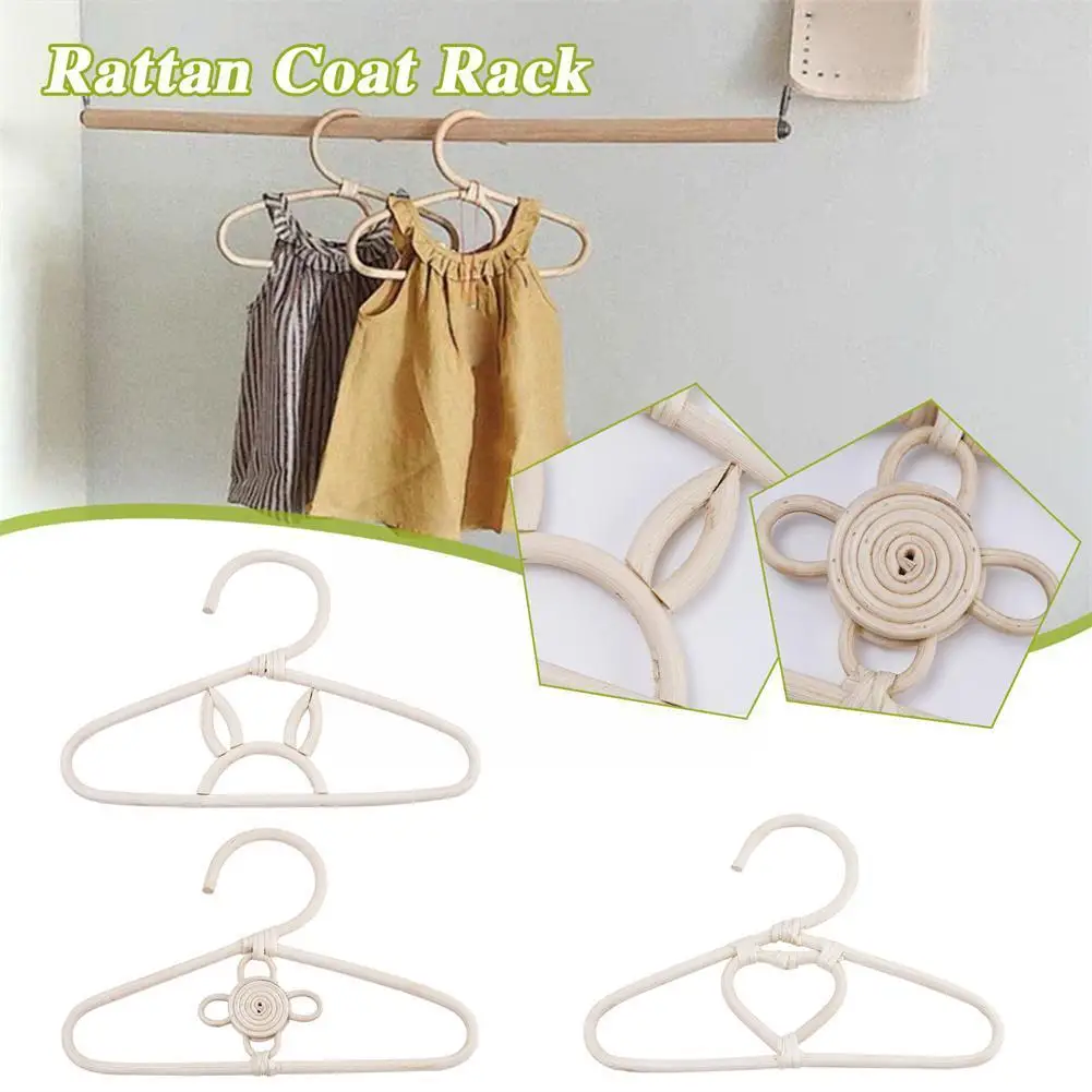 

Kids Rattan Hanger Garments Organizer Rack Hat Hanging Decor Hanger Hook Children's Hanger Kids Hooks Wooden Room Wall J0x8