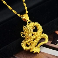 dragon patterned pendant chain men boy 18k yellow gold filled fashion classic male jewelry cool accessories