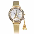 Женские кварцевые часы с подвеской в виде Эйфелевой башни, из нержавеющей стали