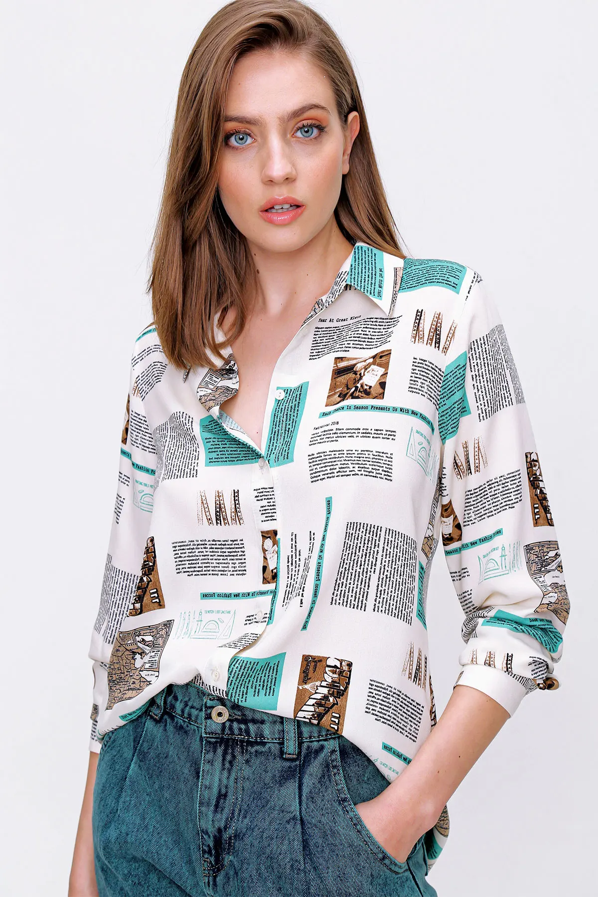 Digital Printed Shirt 2021 Spring autumn women's shirt blouse street shirt new simple office lady long sleeve blouse