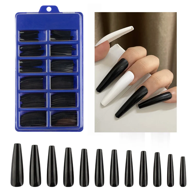 120 шт./корт. Красные супер длинные дизайнерские накладные ногти балерины