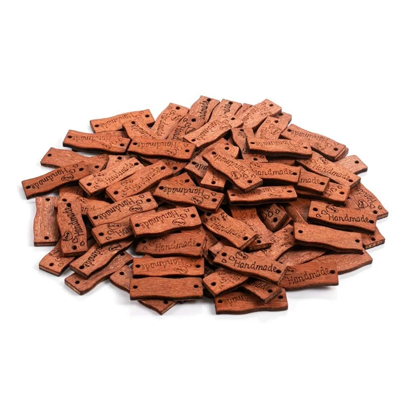 

Uclio 100PCS Handmade Wooden Decorative Buttons Tags Label 2 Holes Assorted Wood Buttons Sewing Art DIY Craft Supplies Kits