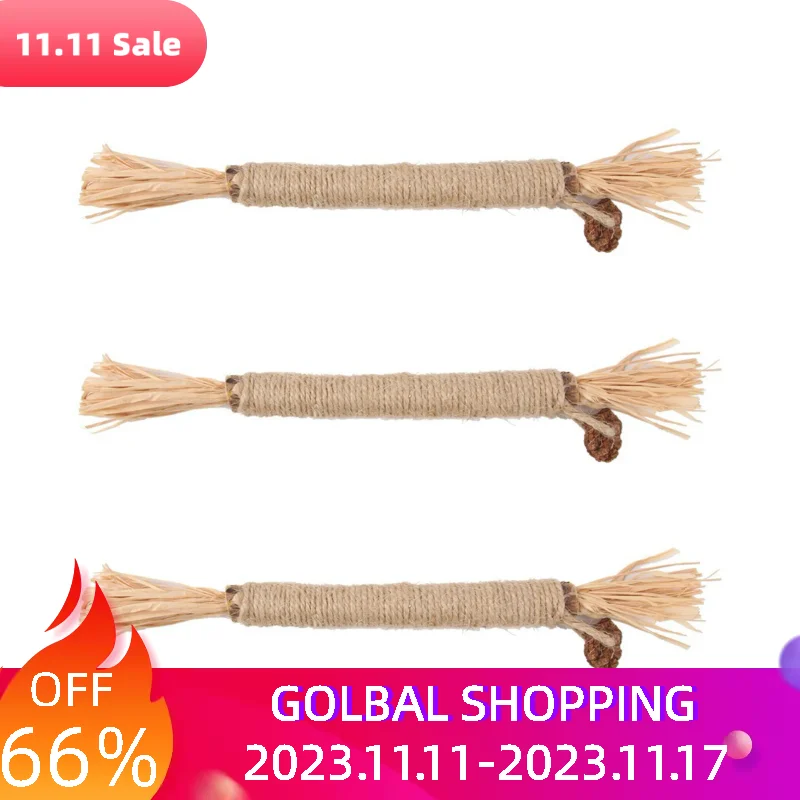 

3pcs Indoor Lick Portable Natural Silvervine Cat Toy Teeth Cleaning Catnip Kitten Chew Sticks Gift Pet Supplies Funny Edible