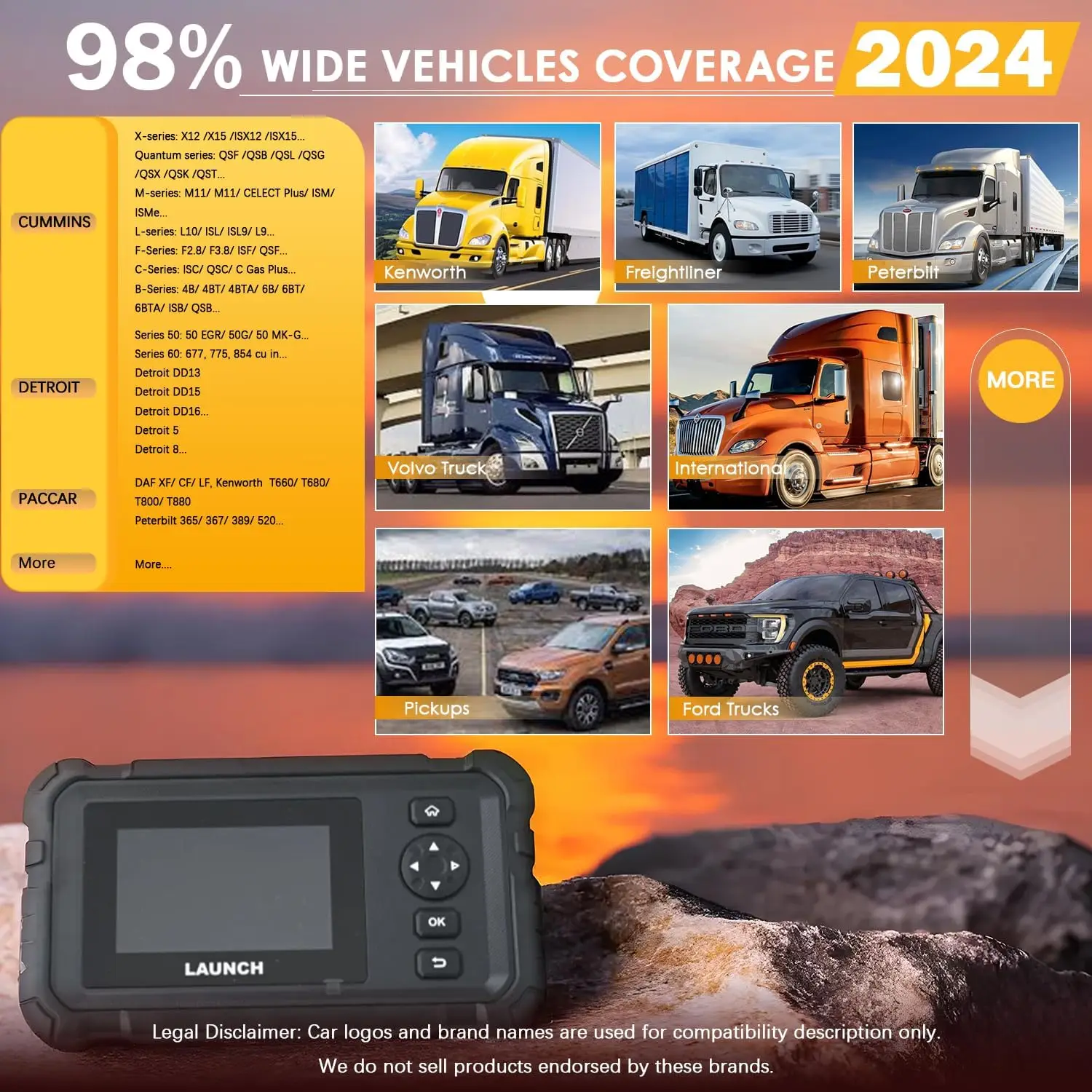 Фото LAUNCH CRP129 HD Heavy Duty Truck Scanner Полная система дизельного сканера с 7 сбросами DPF Force Regen и Reset для тяжелых грузовиков 24 В №5