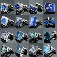 mens cufflinks french shirts wholesale blue crystal enamel cufflinks for mens shirts vintage pattern cuff link wedding jewelry