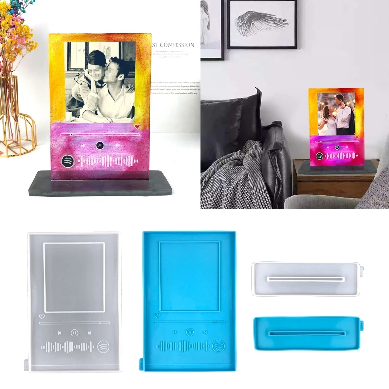 

D0LC MP3 Photo Frame Epoxy Resin Mold Desktop Decorations Silicone Mould DIY Crafts Ornament Stand Mold Handmade Home Ornaments