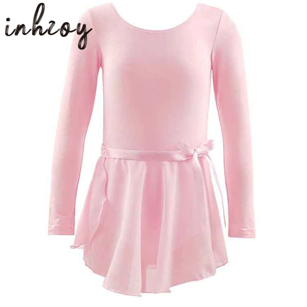 

Pink Ballet Dress Gymnastics Leotards for Girls Kids Long Sleeve Ballet Dancewear Chiffon Skirts Suit Kids Bowknot Dance Leotard