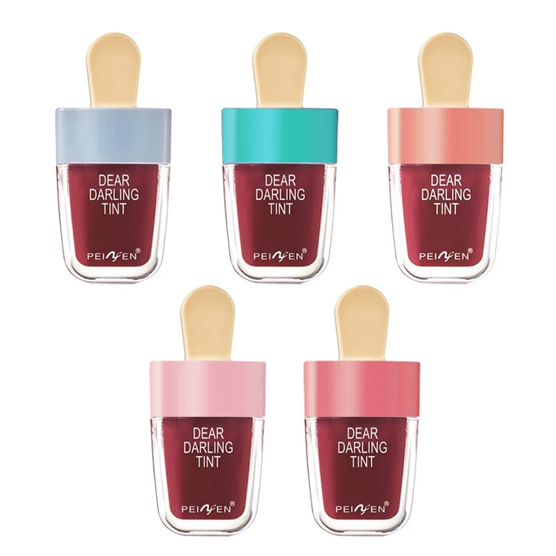 

5Pcs/Set Ice Cream Design Liquid Lipstick Long Lasting Waterproof Non-stick Cup Long Lasting Easy To Color Lip Gloss Maquiagem