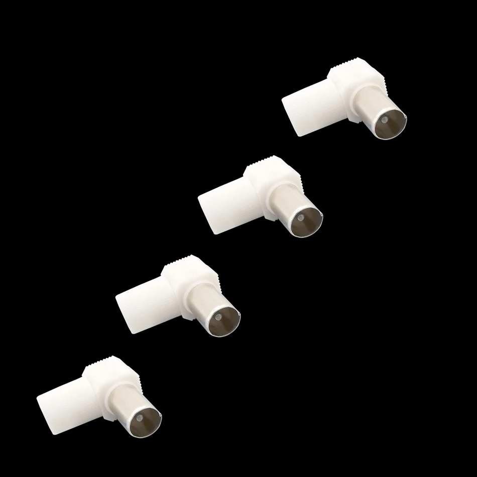 4Pcs TV Antenna 90 Degrees Right Angle Connectors Male and Female RF Coaxial Antennas Adapter White |