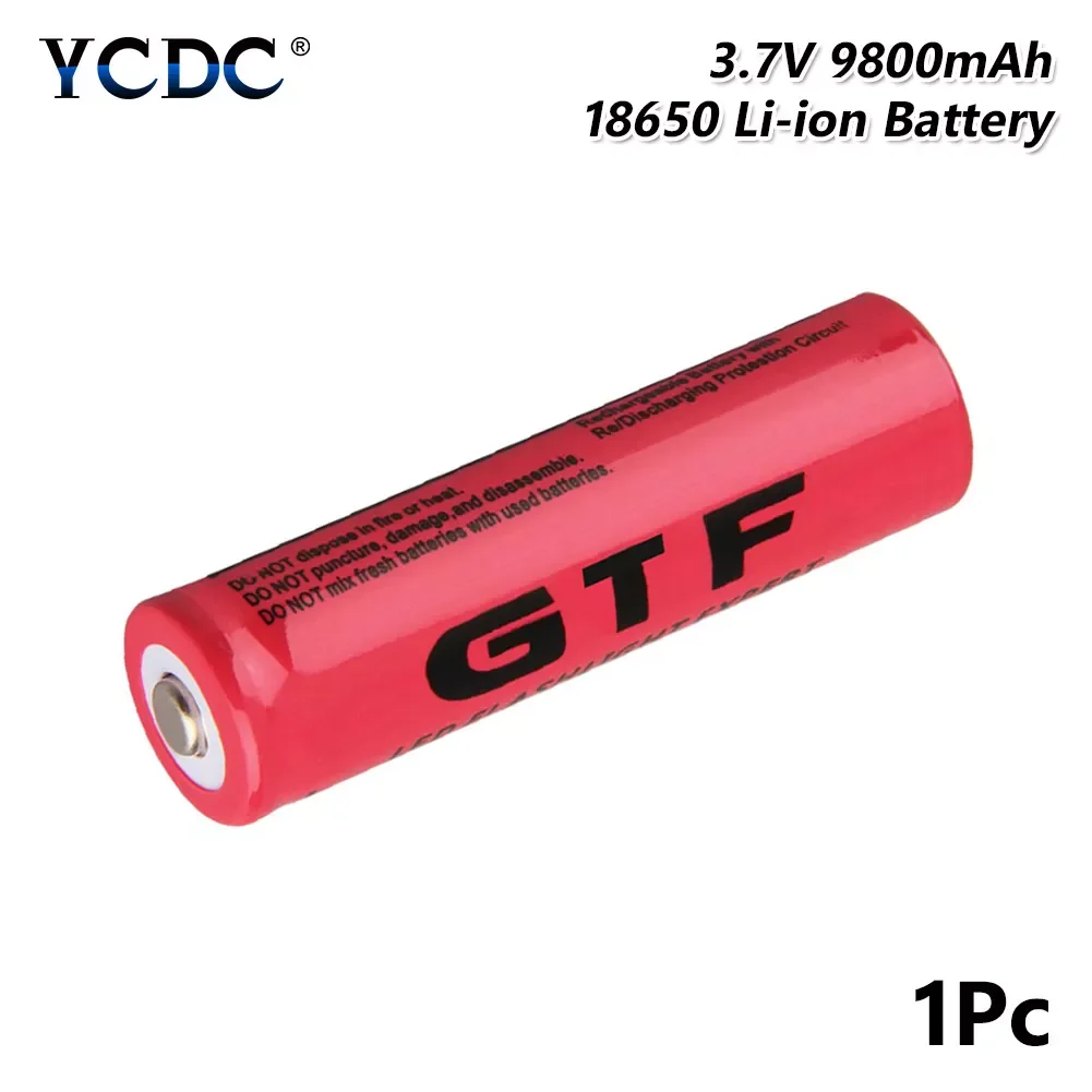 

Piece 3.7V Rechargeable Li-ion Cell Gtf 18650 9800mAh Battery With 18650 Case Box Gift For Torch LED Light Flashlight Camera