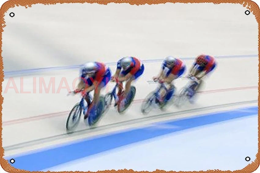 Металлическая жестяная вывеска 8 х 12 дюймов - Велосипедная команда соревнований