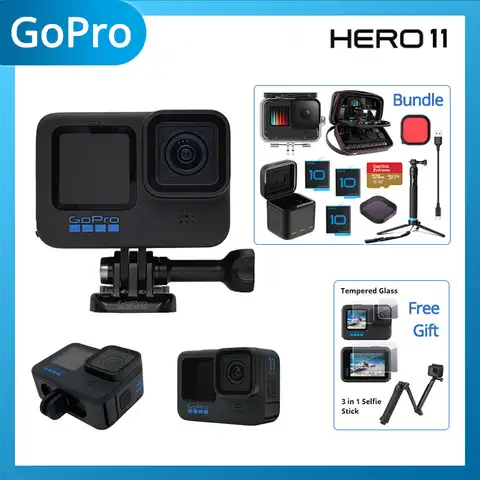 Экшн-Камера GoPro HERO 11 Черная Спортивная, 27 МП, GP2 5.3K60 2.7K24 0, Видеокамера gopro 11, водонепроницаемая, HyperSmooth 5,0 HERO11