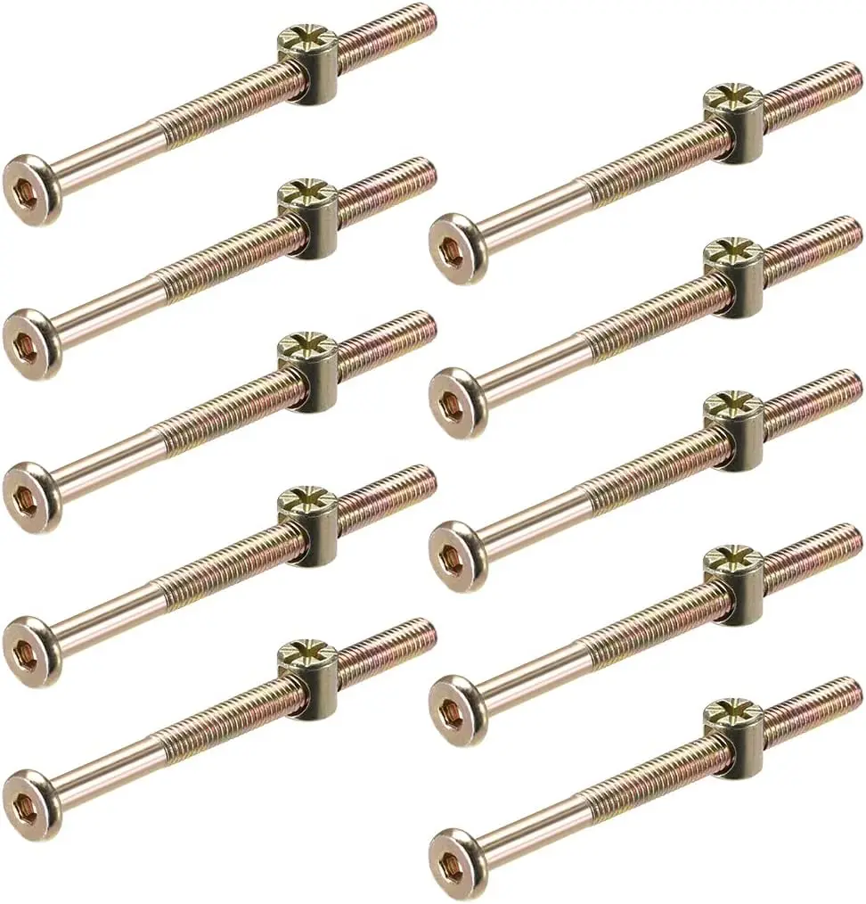 

Keszoox M6 x 100mm Furniture Bolts Nut Set Hex Socket Screw with Barrel Nuts Phillips-Slotted Zinc Plated Half Thread 10 Sets