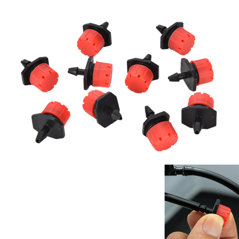 

10PCS 1/4'' Adjustable Red Dripper Garden Irrigation Misting Can Use In Garden Micro Flow Dripper Drip Head Hose top quality hot