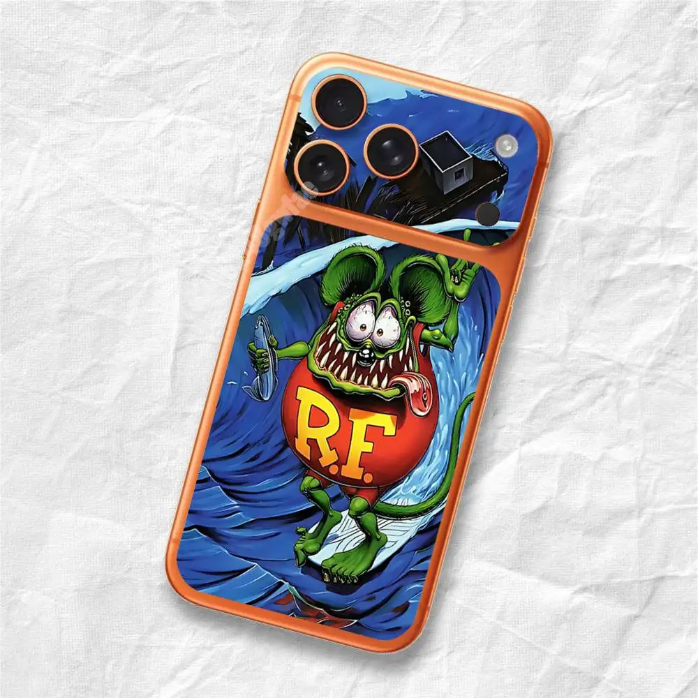 Фото Съемная УФ-пленка с изображением мультяшного персонажа R-Rat F-Fink для iPhone 17 Pro и 17 ProMax, HD-наклейка на заднюю панель. №5