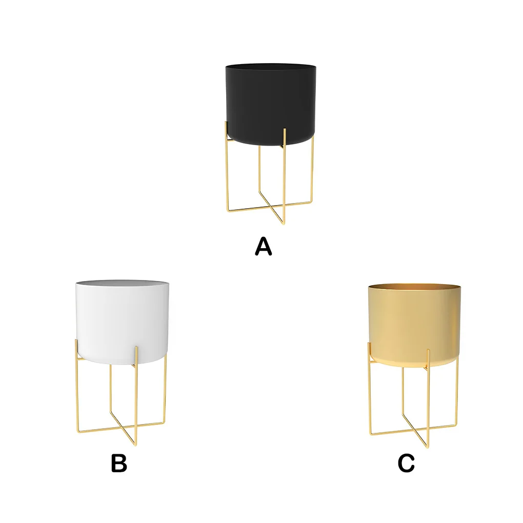 

Gold Plant Stand with Pot Fashion Light Luxury Rack Floor Type Flowerpot Figurine Metal Planter for Outdoor Home Black