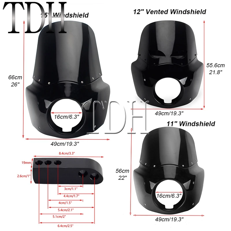 Обтекатель для лобового стекла 15 Дюймов 5 3/4 дюймов Стандартный чехол Dyna 06-17 Low Rider